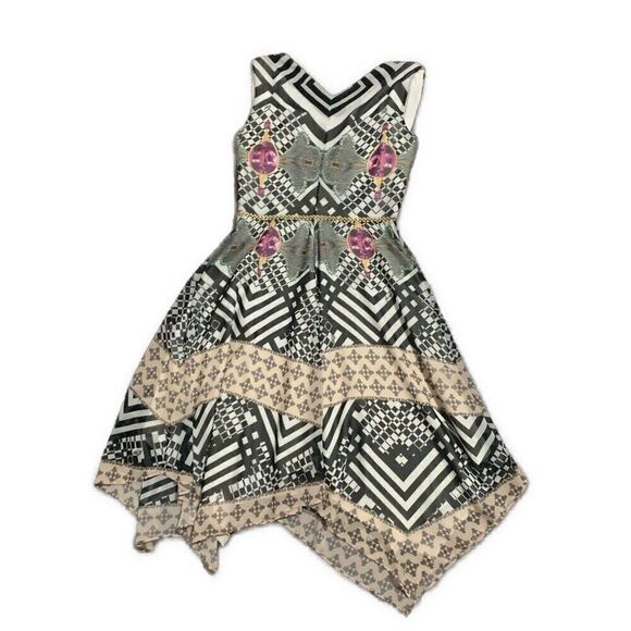 Balizza Black White Purple V Neck Tank Knee Length Dress Xs 36 - Picture 2 of 5